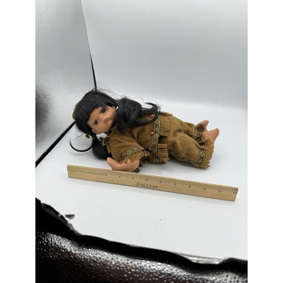 Catkay Collection Porcelain Indian Native American Doll Baby on Belly - Picture 5 of 6